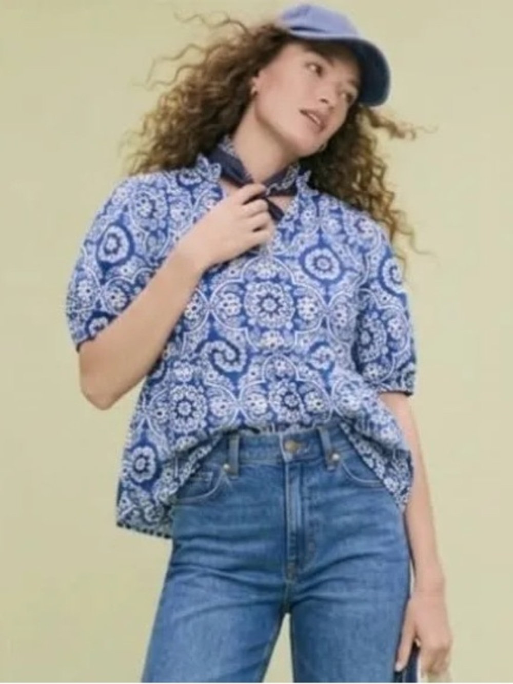 Tuckernuck Blue Medallion Print Top